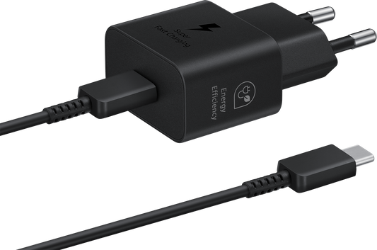 Carregador de rede Samsung com cabo USB-C Samsung, 25 W, 3 A, 1 x USB-C, preto EP-T2510XBEGEU 