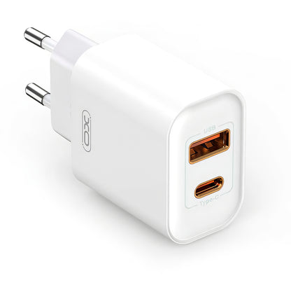 Carregador de rede com cabo Lightning XO Design CE12, 20W, 3A, 1 x USB-A - 1 x USB-C, branco 