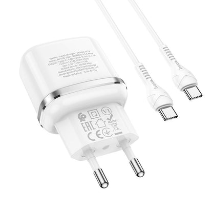 HOCO Victorious N24, 20W, 3A, 1 x USB-C, 20W, 1 x USB-C, Branco 