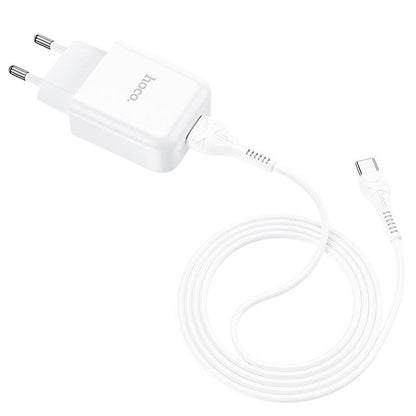 Carregador de rede com cabo USB-C HOCO N2, 10 W, 2,1 A, 1 x USB-A, branco 