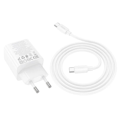 Carregador de Rede com Cabo USB-C HOCO N55, 20W, 3A, 2 x USB-A - 2 x USB-C, Branco