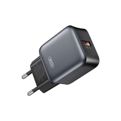 Carregador de Rede com Cabo USB-C XO Design L152, 18W, 3A, 1 x USB-A, Preto