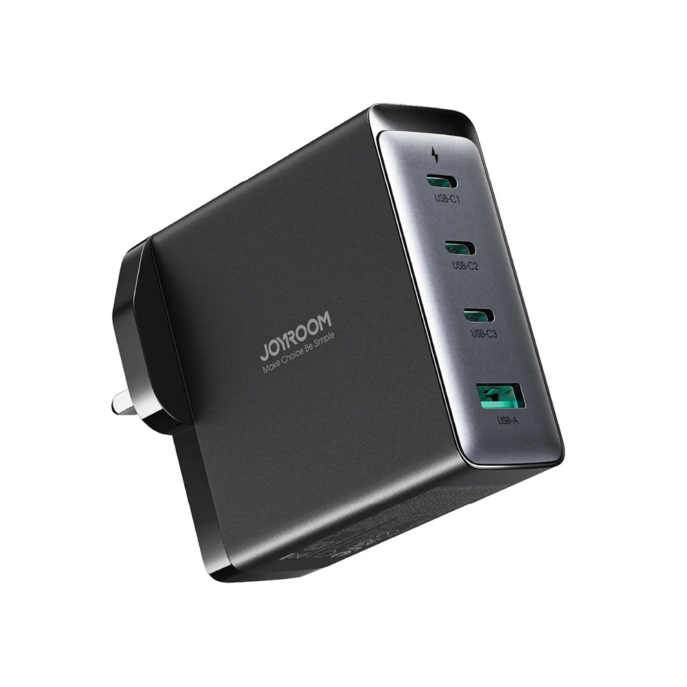 Carregador de Rede com Cabo USB-C Joyroom JR-TCG05UK, 140W, 5A, 1 x USB-A - 3 x USB-C, UK, Preto