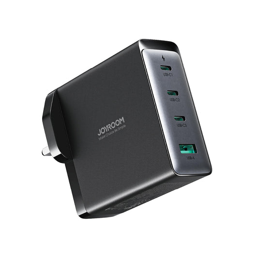 Carregador de Rede com Cabo USB-C Joyroom JR-TCG05UK, 140W, 5A, 1 x USB-A - 3 x USB-C, UK, Preto