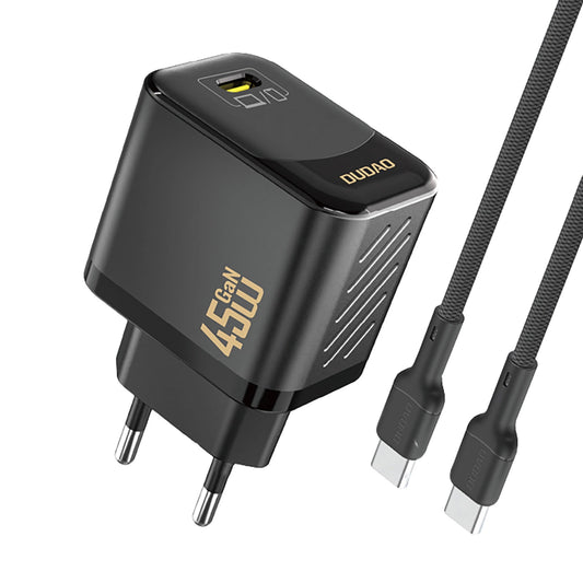 Carregador de Rede com Cabo USB-C Dudao A28C, 45W, 3A, 1 x USB-C, Preto