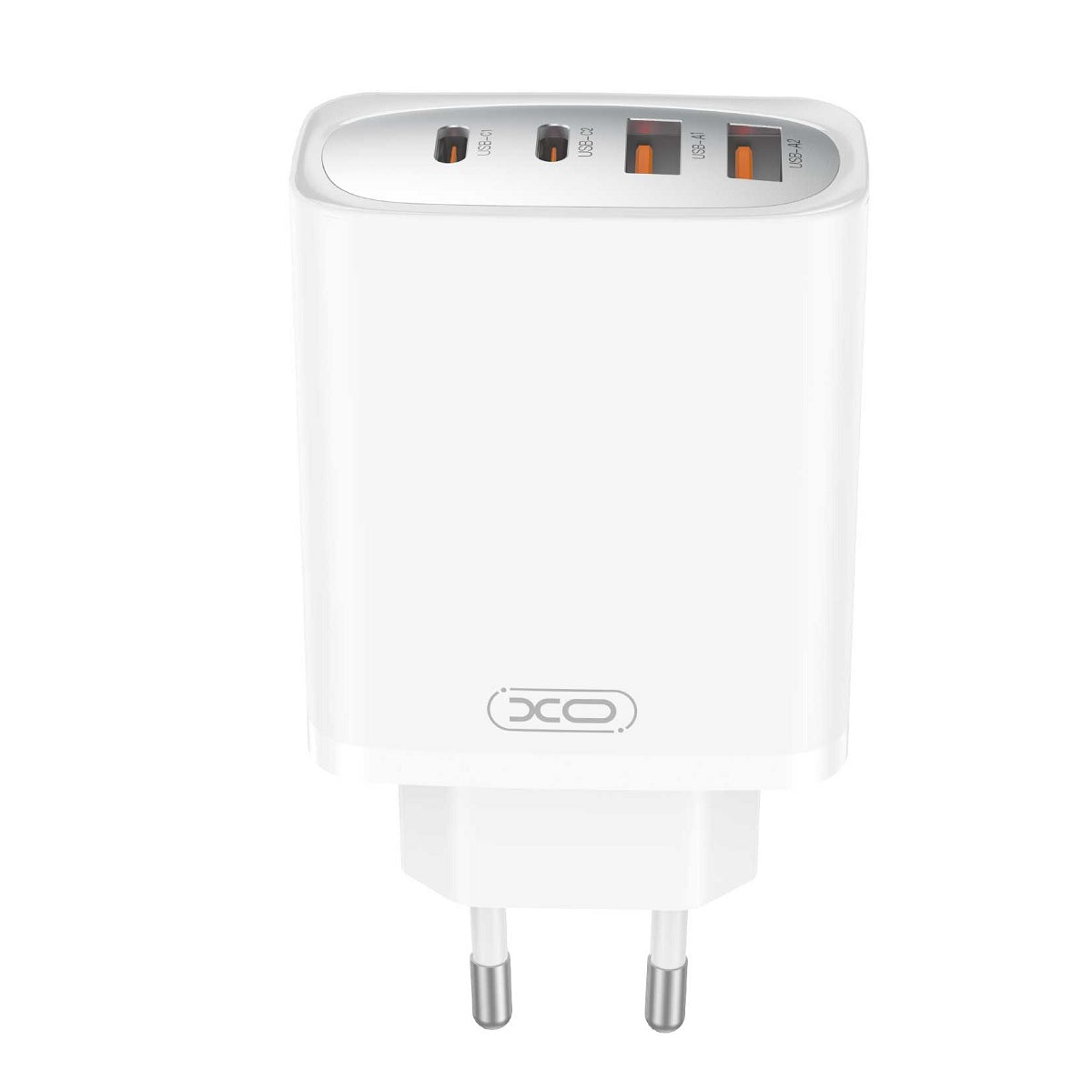 Carregador de Rede com Cabo USB-C XO Design CE22, 45W, 3A, 2 x USB-A - 2 x USB-C, Branco