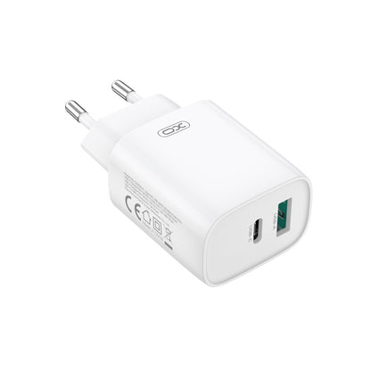 Carregador de Rede com Cabo USB-C XO Design CE29, 20W, 3A, 1 x USB-A - 1 x USB-C, Branco