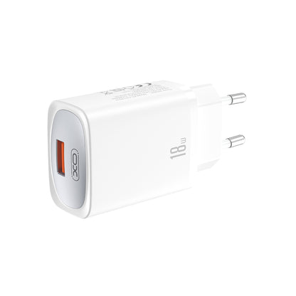 Carregador de Rede com Cabo USB-C XO Design CE19, 18W, 3A, 1 x USB-A, Branco