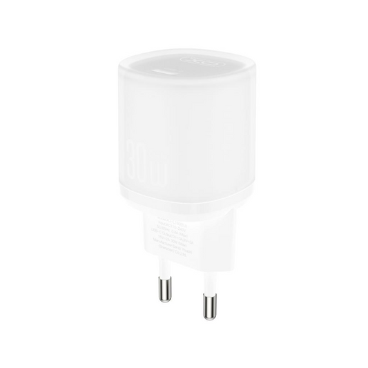 Carregador de Rede com Cabo USB-C XO Design L150, 30W, 3A, 1 x USB-C, Branco