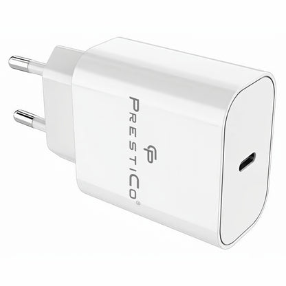 Carregador de Rede com Cabo USB-C Prestico F15S-C, 30W, 3A, 1 x USB-C, Branco