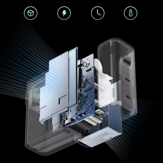 Carregador de Rede com Cabo USB-C Cuktech, 100W, 5A, 1 x USB-A - 2 x USB-C, Cinzento CUKAD1003EUG