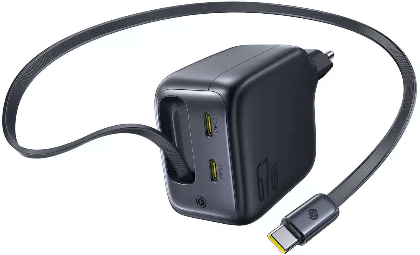 Carregador de Rede com Cabo USB-C Baseus EnerCore CJ11, 67W, 3.35A, 2 x USB-C, Preto E0121E00