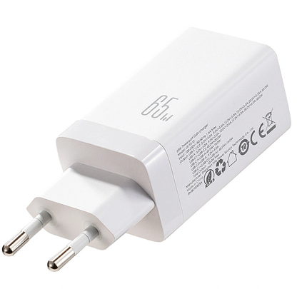Joyroom JR-TG10 USB-C Network Charger with Cable, 65W, 3.25A, 1 x USB-A - 2 x USB-C, White