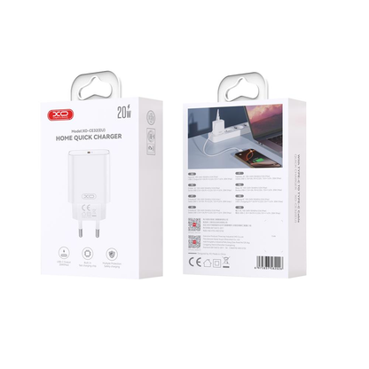 Carregador de Rede com Cabo Lightning XO Design CE32, 20W, 3A, 1 x USB-C, Branco