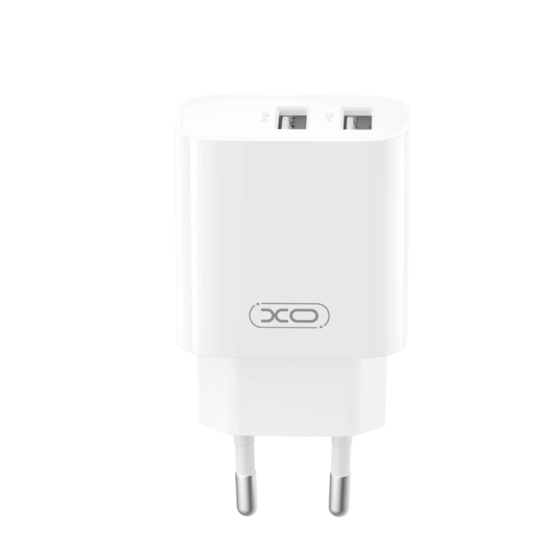 Carregador de Rede com Cabo USB-C XO Design CE55, 12 W, 2,4 A, 2 x USB-A, Branco