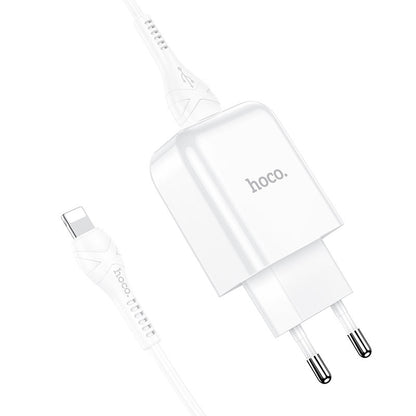 Carregador de Rede com Cabo Lightning HOCO N2, 10W, 2A, 1 x USB-A, Branco