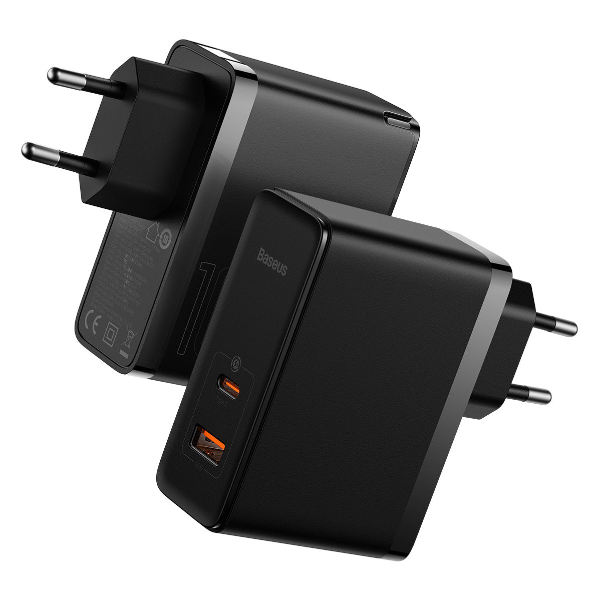 Carregador de Rede com Cabo USB-C Baseus GaN5 Pro, 100W, 3A, 1 x USB-A - 1 x USB-C, Preto CCGP090201