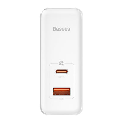 Carregador de Rede com Cabo USB-C Baseus GaN5 Pro, 100W, 3A, 1 x USB-A - 1 x USB-C, Branco CCGP090202