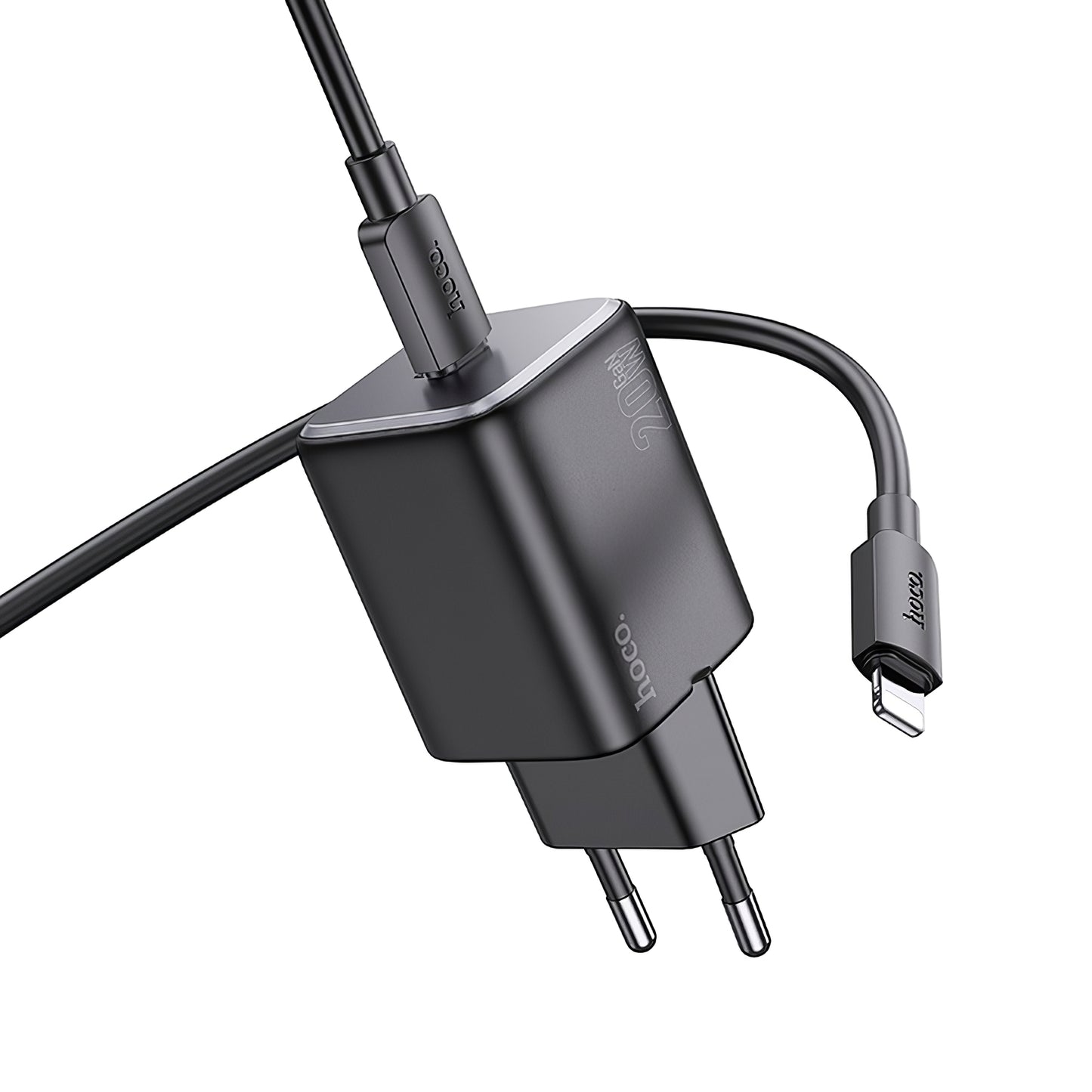 Carregador de rede com cabo Lightning HOCO N40, 20W, 3A, 1 x USB-C, preto 