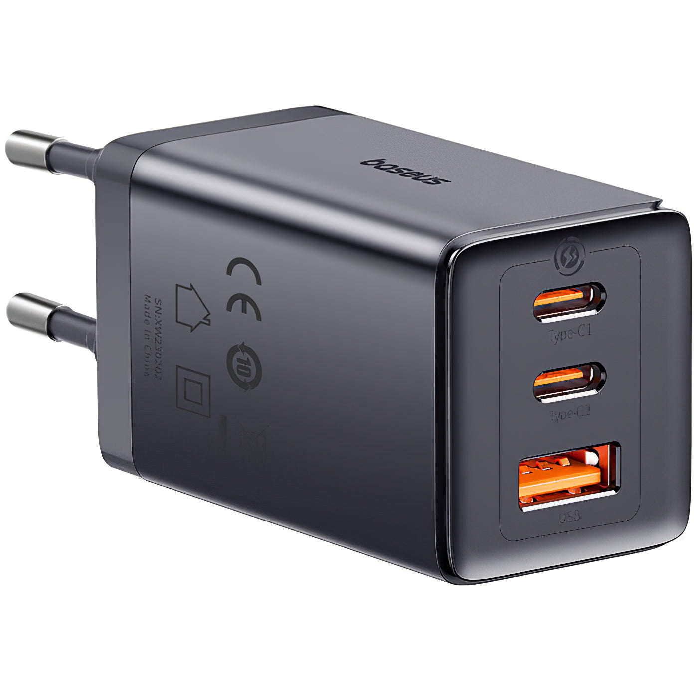 Carregador de rede com cabo USB-C Baseus GaN5 Ultra USB-C com cabo USB-C, 65 W, 3,25 A, 1 x USB-A - 2 x USB-C, cinzento P10110812827-Z1