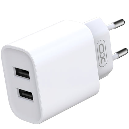 Carregador de rede com cabo microUSB XO Design CE02C, 10,5 W, 2,1 A, 2 x USB-A, branco 