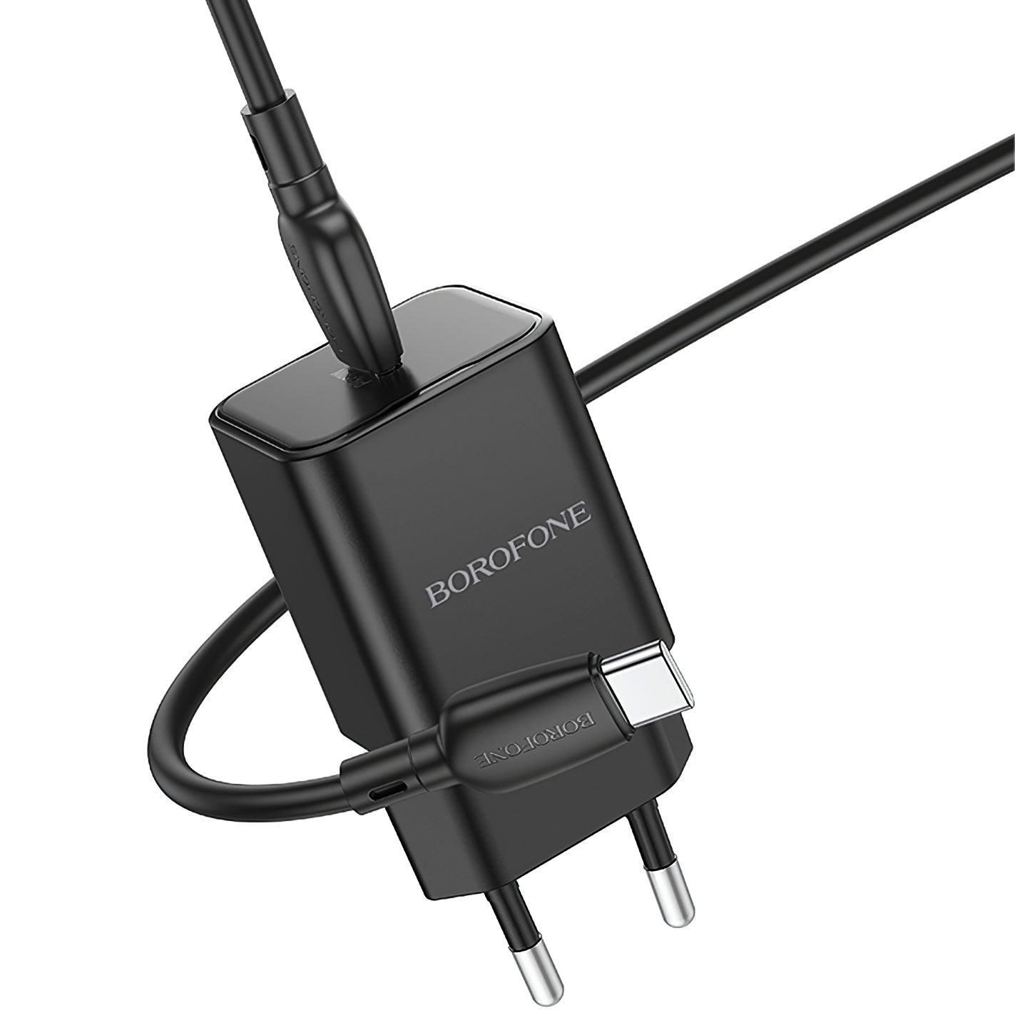 Carregador de rede com cabo USB-C Borofone BN13 Safety, 30W, 3A, 1 x USB-C, preto 