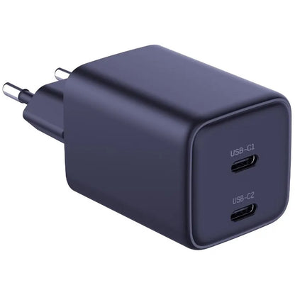 Carregador de rede 3MK HyperCharger com cabo USB-C, 45W, 3A, 2 x USB-C, preto 