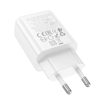 Carregador de Rede HOCO N63, 30W, 3A, 1 x USB-A - 1 x USB-C, Branco