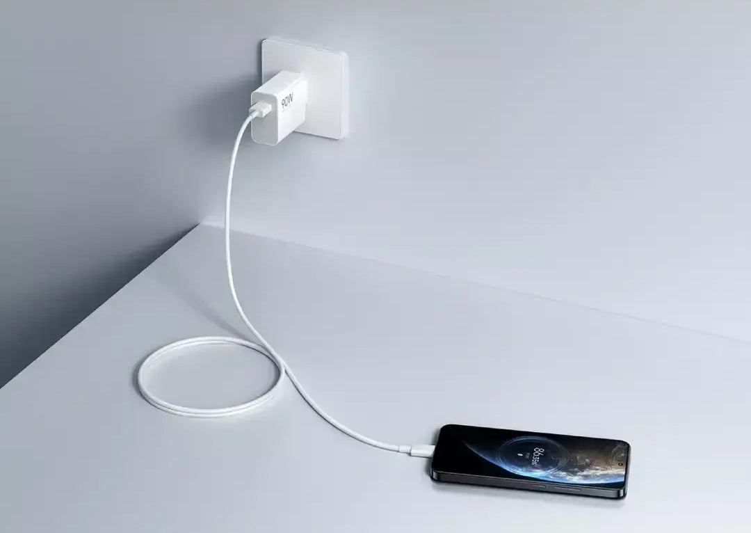 Carregador de Rede com Cabo USB-C Xiaomi, 90W, 6.1A, 1 x USB-A, Branco