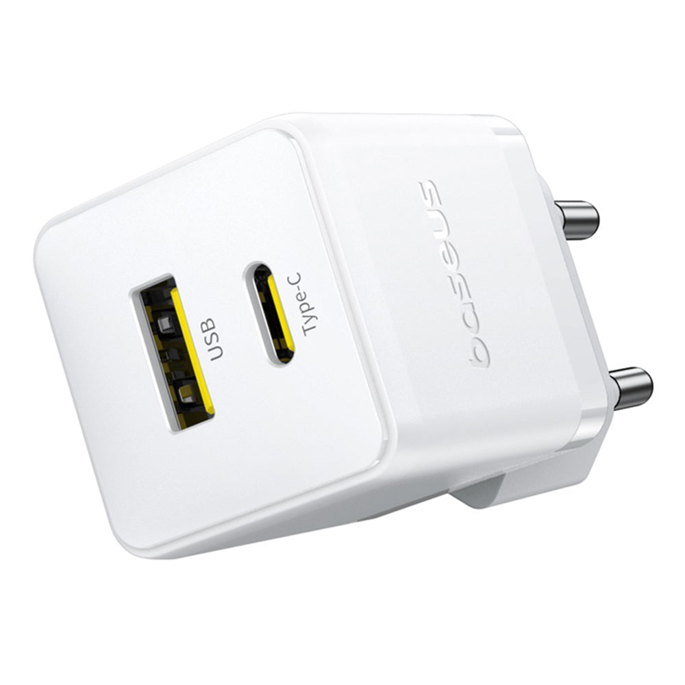 Carregador de Rede com Cabo USB-C Baseus Palm, 20W, 3A, 1 x USB-A - 1 x USB-C, Branco P10111608213-01