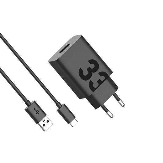 Carregador de Rede com Cabo USB-C Motorola, 33W, 3A, 1 x USB-A, Preto PG38C06448