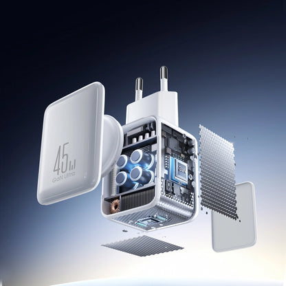 Carregador de Rede com Cabo USB-C Joyroom JR-TCL05, 45W, 3A, 2 x USB-C, Branco