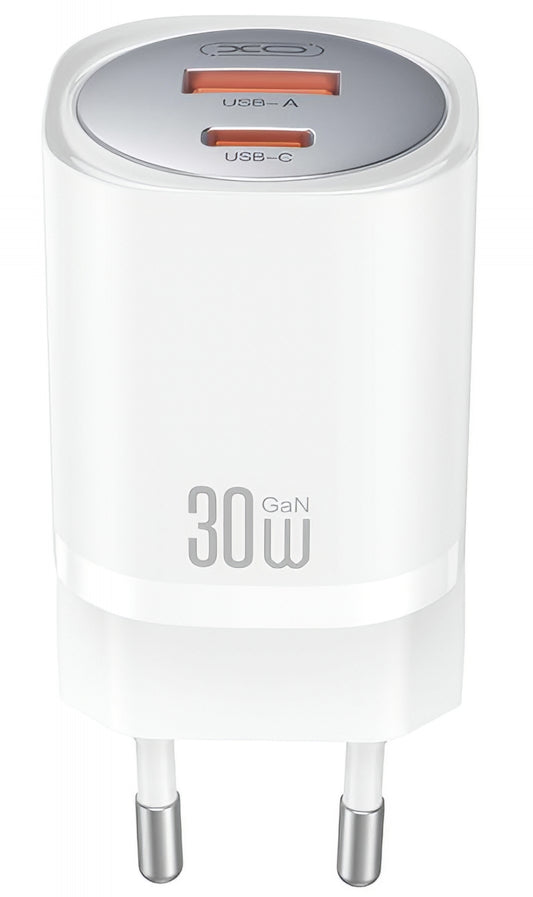 Carregador de Rede com Cabo Lightning XO Design CE21, 30W, 3A, 1 x USB-A - 1 x USB-C, Branco