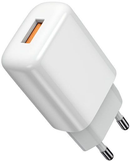 Carregador de Rede com Cabo USB-C Prestico F9S, 12W, 2.4A, 1 x USB-A, Branco