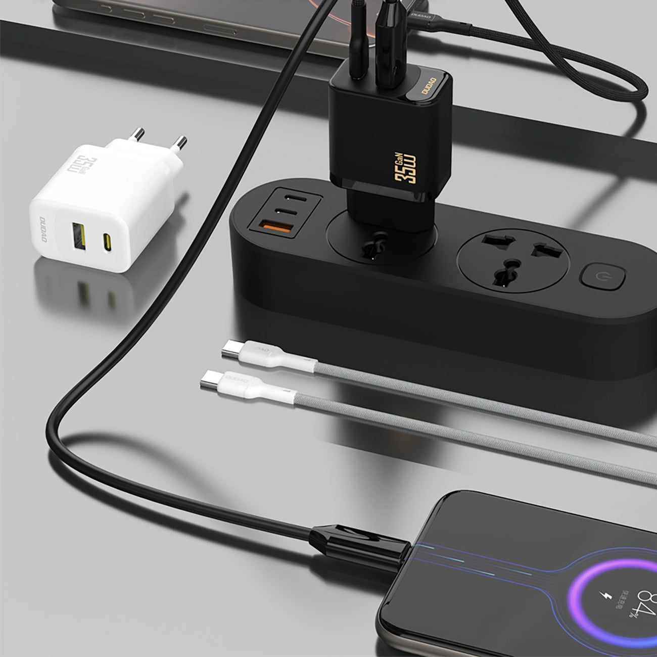 Carregador de Rede com Cabo USB-C Dudao A27 Max, 35W, 1 x USB-A - 1 x USB-C, Preto