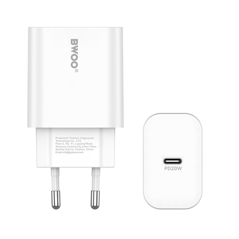 Carregador de Rede com Cabo Lightning BWOO CDA233, 20W, 3A, 1 x USB-C, Branco
