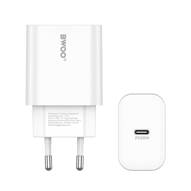 Carregador de Rede com Cabo USB-C BWOO CDA233, 20W, 3A, 1 x USB-C, Branco