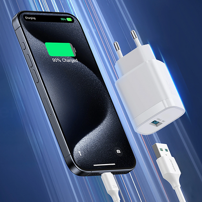 Carregador de Rede com Cabo USB-C Joyroom JR-TF4, 18W, 3A, 1 x USB-A, Branco