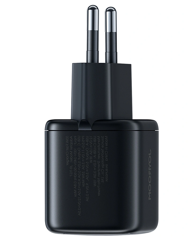 Carregador de Rede com Cabo USB-C Joyroom JR-TG7, 33W, 3A, 1 x USB-A - 1 x USB-C, Preto