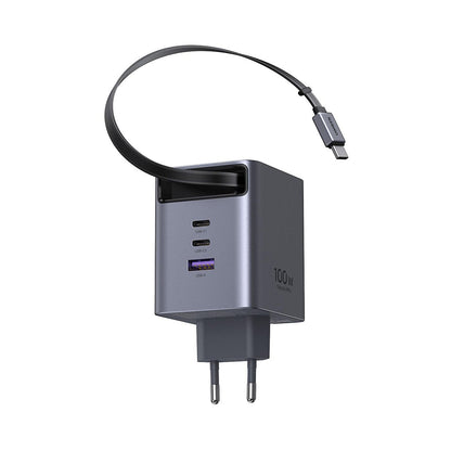 Carregador de Rede com Cabo USB-C UGREEN X616 (65828), 100W, 5A, 1 x USB-A - 3 x USB-C, Cinzento