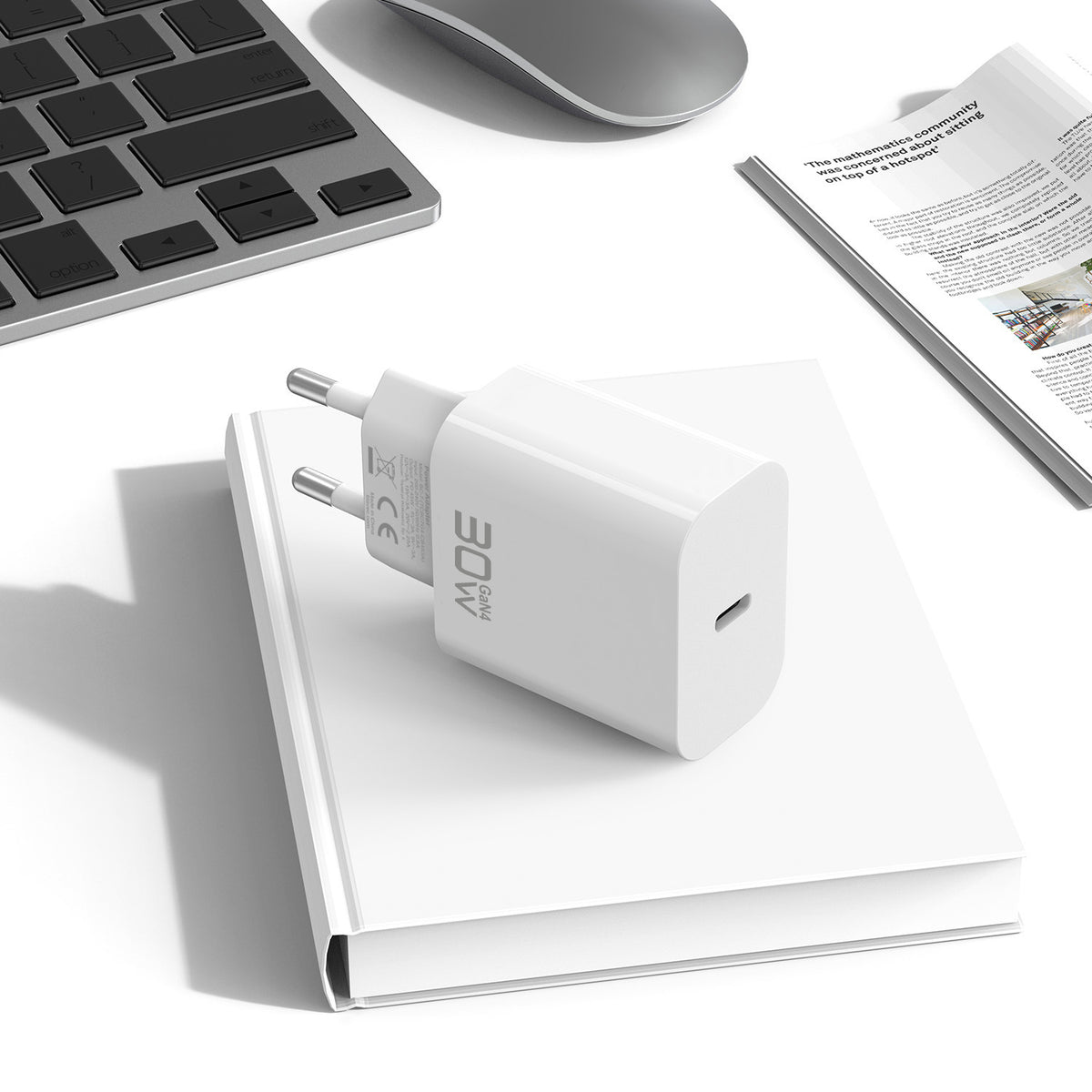 Carregador de Rede com Cabo USB-C Blavec BC-14, 30 W, 3 A, 1 x USB-C, Branco