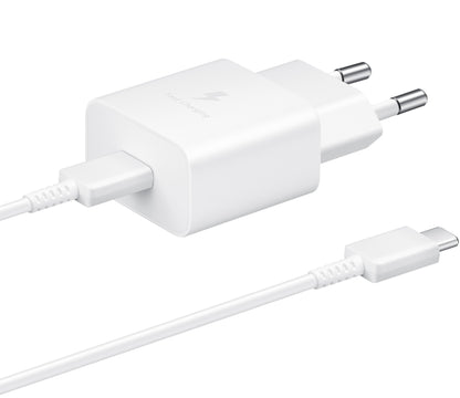 Carregador de rede USB-C da Samsung com cabo USB-C, 15 W, 2 A, 1 x USB-C, branco EP-T1510XWEGEU