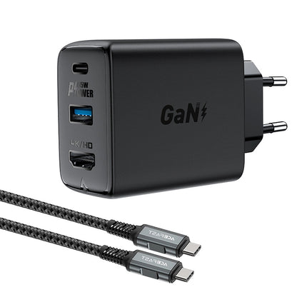 Carregador de cabos de rede Acefast A17 TV Hub, 65W, 3A, 1 x HDMI - 1 x USB-A - 1 x USB-C, preto 