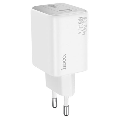 Carregador de rede com cabo Lightning HOCO N42, 45W, 3A, 2 x USB-C, branco 