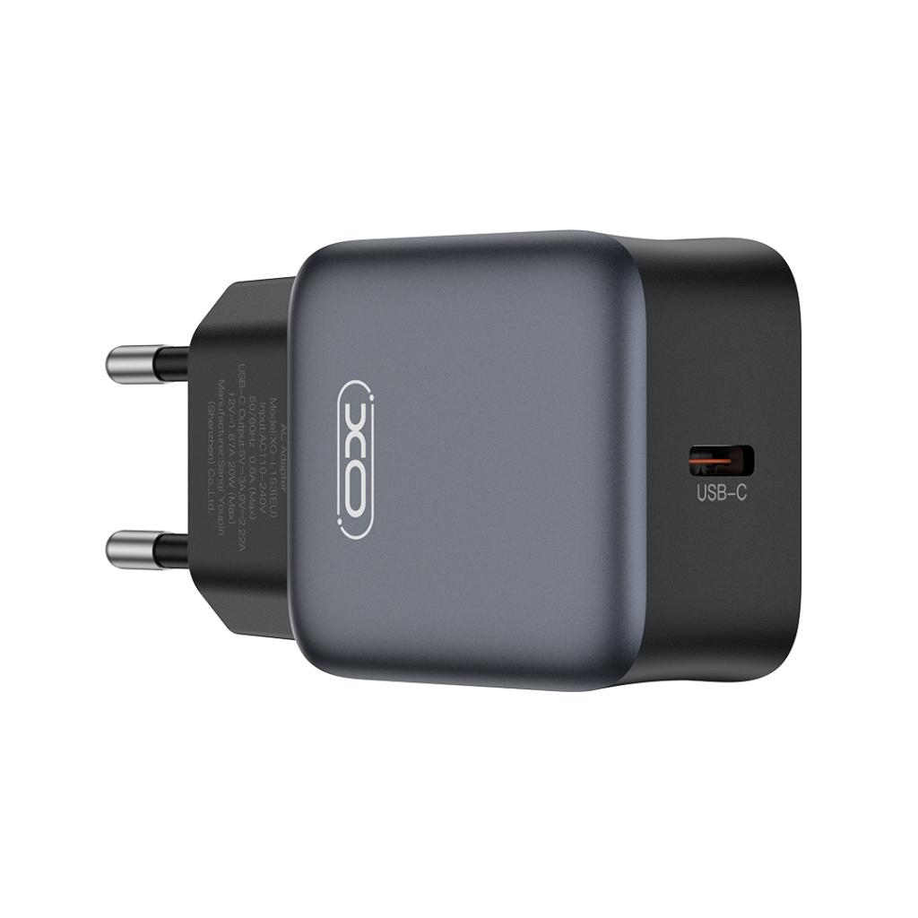 Carregador de Rede com Cabo Lightning XO Design L155, 30W, 3A, 1 x USB-C, Preto