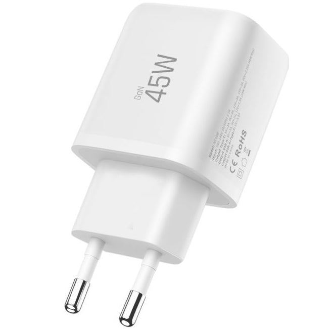 Carregador de Rede com Cabo USB-C Tech-Protect NCA45W, 45W, 3A, 1 x USB-A - 1 x USB-C, Branco