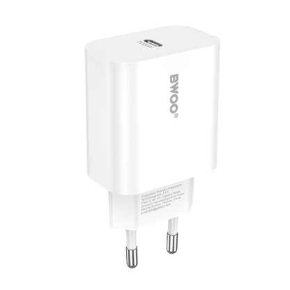 Carregador de Rede com Cabo Lightning BWOO CDA233, 20W, 3A, 1 x USB-C, Branco
