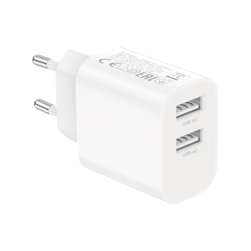 Carregador de Rede com Cabo USB-C XO Design CE55, 12 W, 2,4 A, 2 x USB-A, Branco