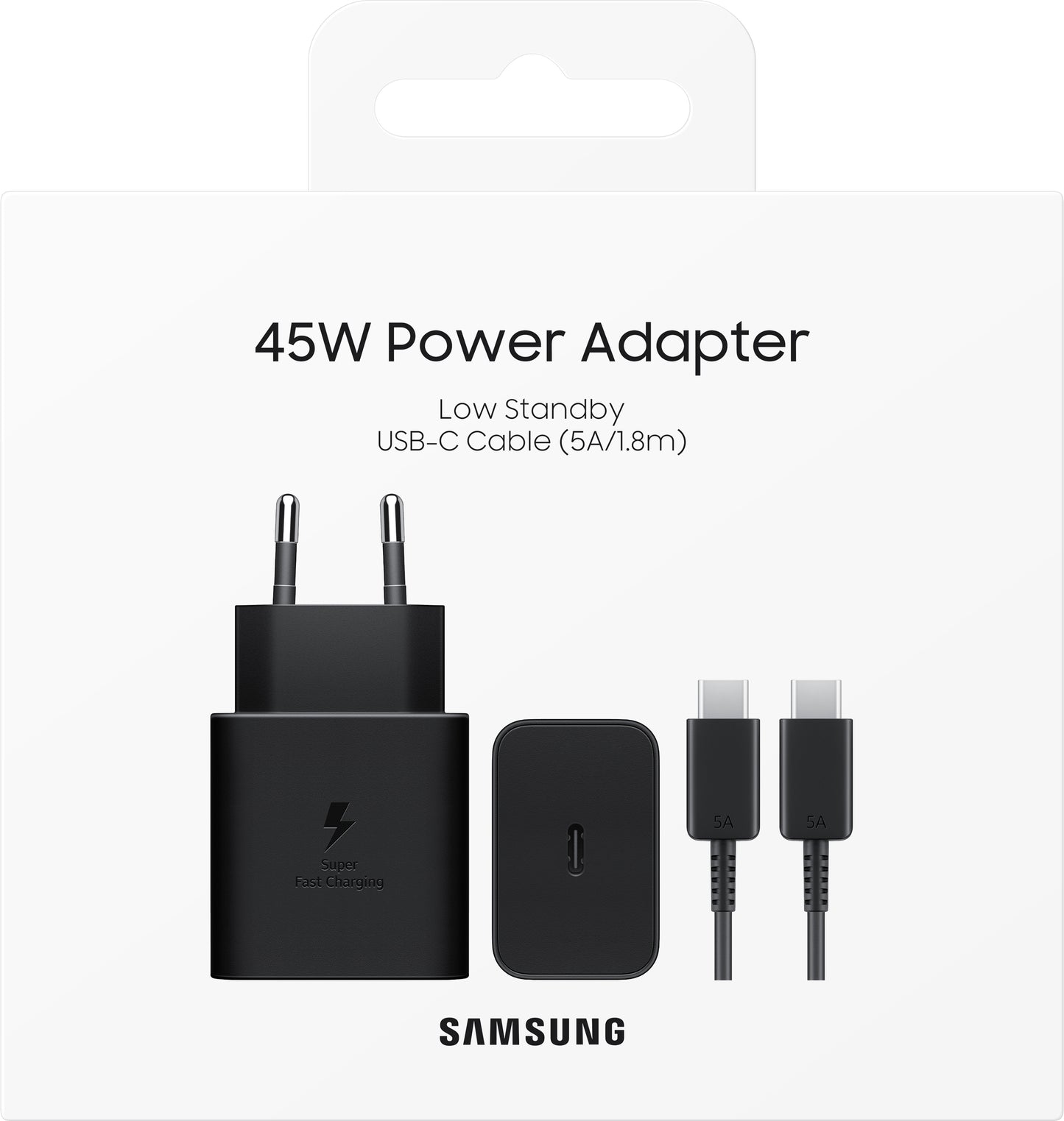 Carregador de rede Samsung com cabo USB-C, 45 W, 4,05 A, 1 x USB-C, preto EP-T4511XBEGEU 