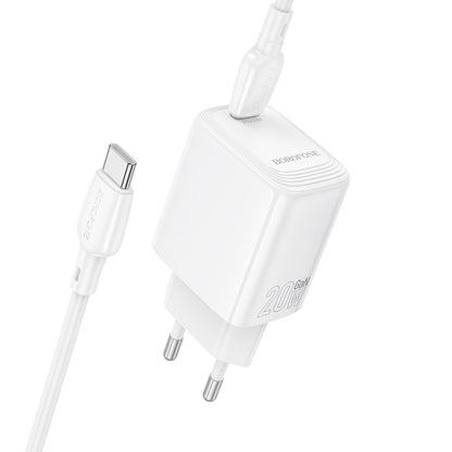 Carregador de Rede com Cabo USB-C Borofone BN26 Fuente, 20W, 3A, 1 x USB-C, Branco